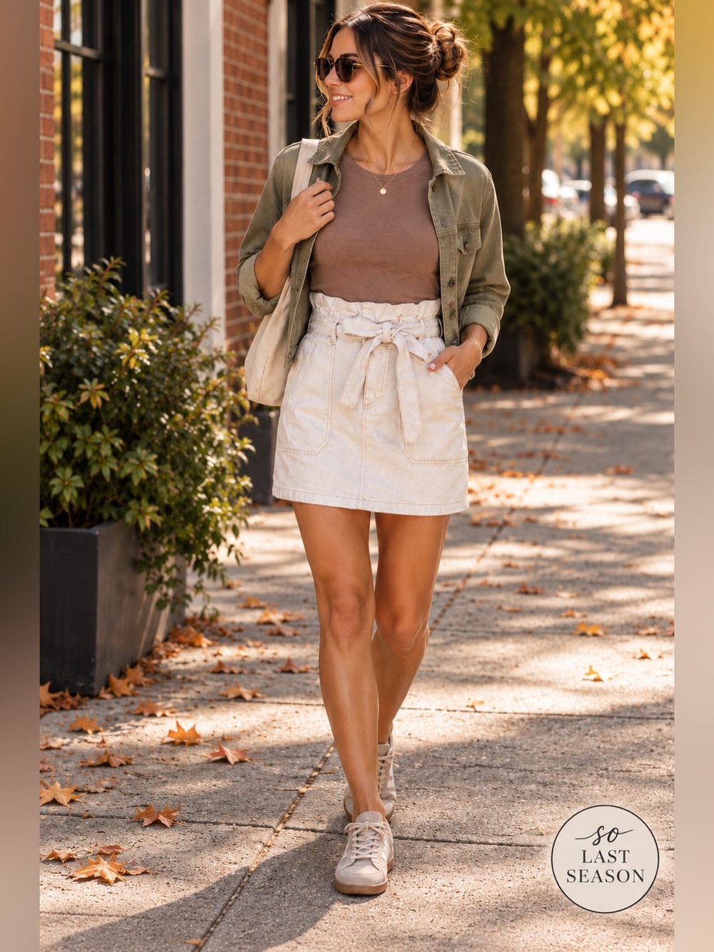 Free People Splendor in the Grass Paperbag Denim Skirt Cream 6 NWOT